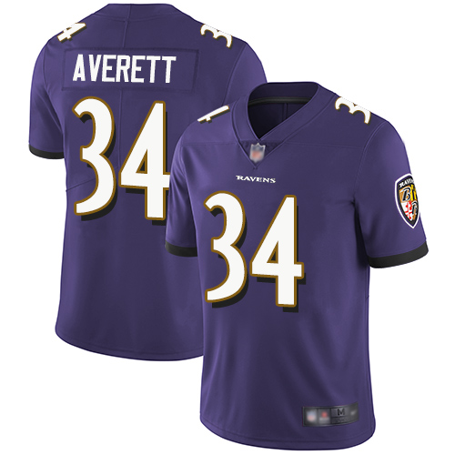 Baltimore Ravens Limited Purple Men Anthony Averett Home Jersey NFL Football #34 Vapor Untouchable->youth nfl jersey->Youth Jersey